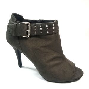 City Streets | Army Gray Studded Heeled Booties